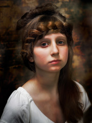 Portrait of a beautiful young girl in vintage style
