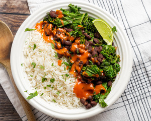 JERK SWEET POTATO & BLACK BEAN CURRY WITH WHITE RICE