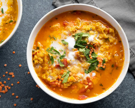 CURRIED LENTIL, TOMATO, AND COCONUT SOUP