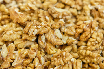 Background and texture of peeled walnuts.