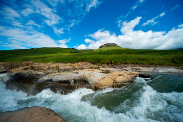rapids of mnweni river, northern drakensberg mountains, kwazulu natal, south africa