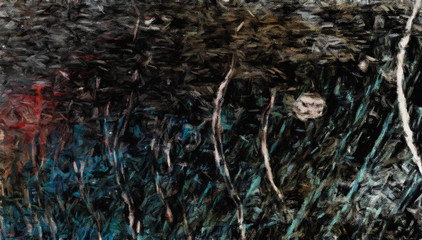 Abstract art background for interior wall prints, decorate printable products and create trendy graphic or web works. Large brush strokes drawing on canvas. Bright colors and unusual form design