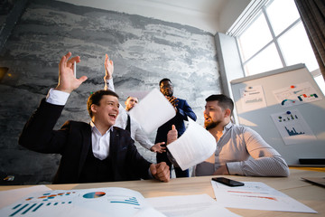 Entrepreneurs and businessmen defeat their competitors in the market struggle and enjoy new prospects