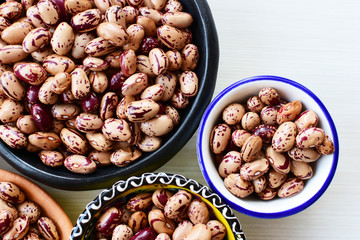 Raw bean grains (Phaseolus vulgaris) displayed in bowl