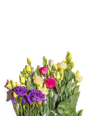 Bunch of white lisianthus. Eustoma flowers bouquet