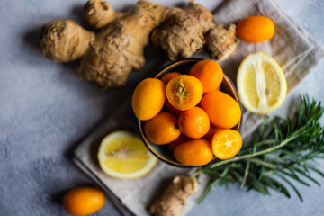 organic food conept with kumquat fruits