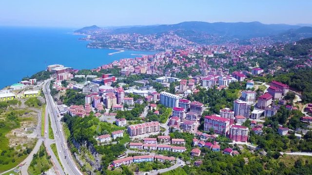 Aerial view of Zonguldak, Turkey in summer.