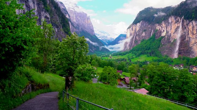 Amazing nature of Switzerland in a small town Lauterbrunnen