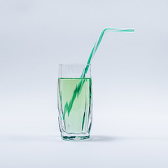 Glass filled with green refreshing drink