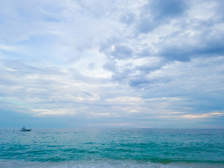 Sky in perspective, colored in gradient, soft colors, delicate as if it were a painting of the landscape of Itacoatiara beach in the city of Niteroi, Rio de Janeiro state, Brazil.