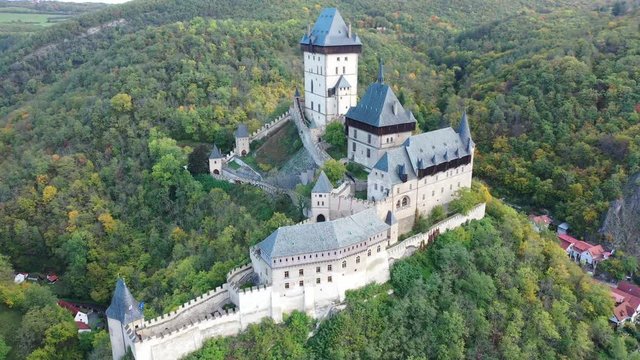 View of medieval castle Karlstejn Castle. Czech Republic