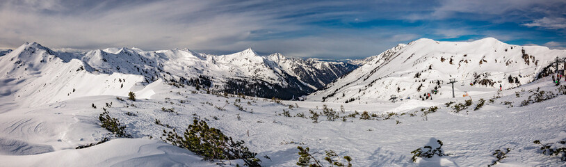 Fototapeta na wymiar Planneralm skiing resort in winter, Austrian Alps