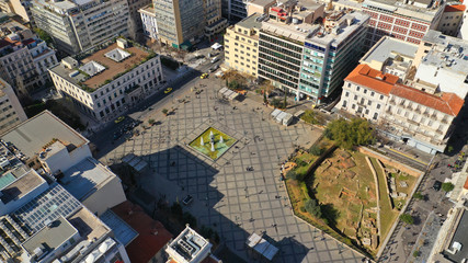 Aerial drone photo of famous square of Kotzia near Athens City Hall, Attica, Greece