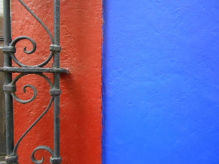 Red and Blue Mexican House Background
