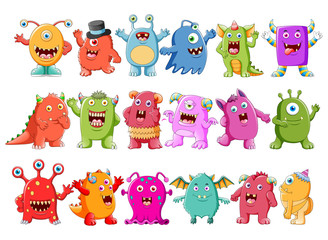 Collection of cute character monsters