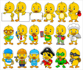 Cute baby duck mascot pack