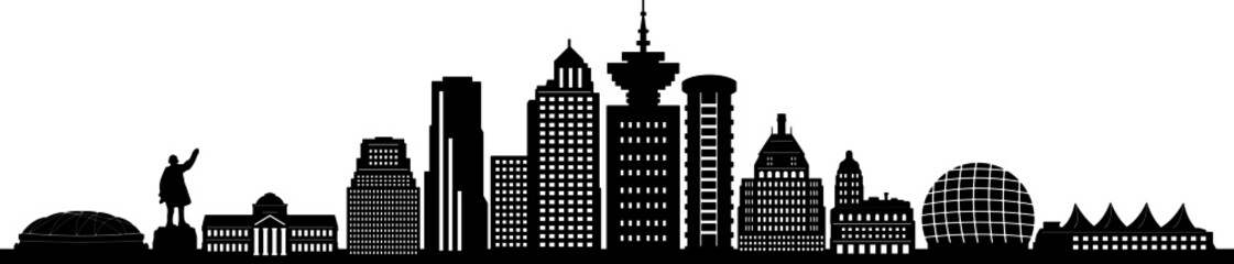 Naklejka premium Vancouver City Skyline Silhouette Cityscape Vector