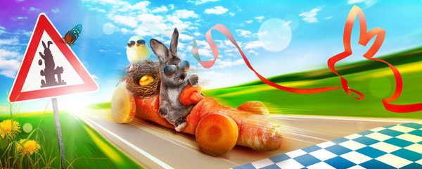 Osterhase unterwegs zum Osterfest!