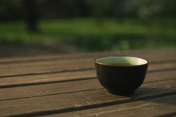 Drinking tea in the garden