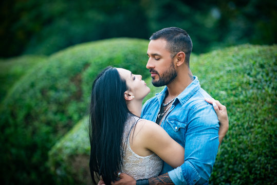 Young tender lover enjoys touching soft skin of sensual sexy lady. Sensual relationship. Intimacy sensual concept. Sexy initiative woman with young aroused man.