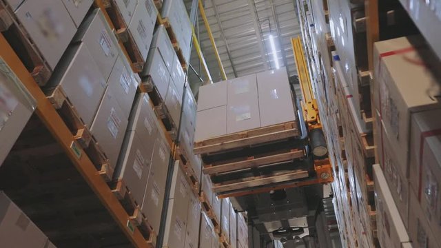 Large forklift with movable cab, modern forklift, warehouse equipment