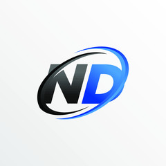 Initial Letters ND Logo with Circle Swoosh Element