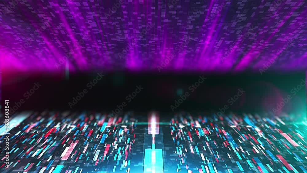 Poster digital abstract technologcal backdrop, computer generated. 3d rendering dynamic information flow.
