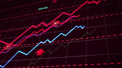Increase in the number of cases up chart. Abstract loopable and seamless background animation. Concept graph of global danger growth, virus pandemic, coronavirus infection alert or covid-19 epidemic. - Powered by Adobe