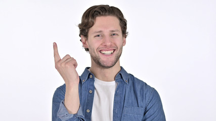 Young Man Got New Idea on White Background