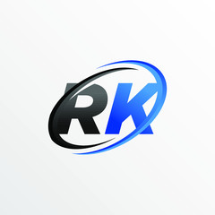 Initial Letters RK Logo with Circle Swoosh Element