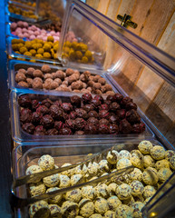 Chocolates in a chocolatier in Bruges, Belgium