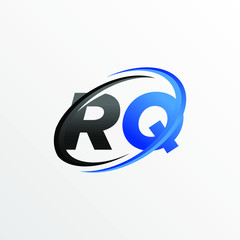 Initial Letters RQ Logo with Circle Swoosh Element