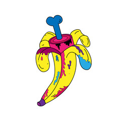 banana vector illustration of pastel white background juice