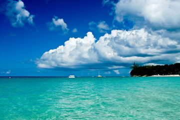 Summer clouds over a beach in Barbados