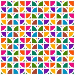 Colorful Seamless Geometric Pattern With Quarter Circle , Abstract, Illustrator Pattern Wallpaper 