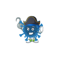 Calm one hand Pirate coronavirus desease mascot design wearing hat