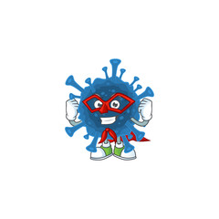 A friendly picture of coronavirus desease dressed as a Super hero