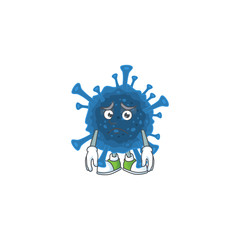 Cartoon character of a coronavirus desease having an afraid face