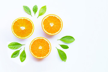 High vitamin C, Juicy and sweet. Fresh orange fruit on white.