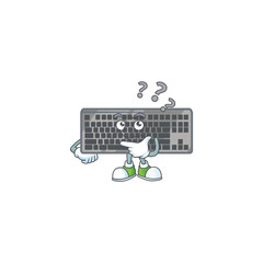 Black keyboard cartoon mascot style in a confuse gesture