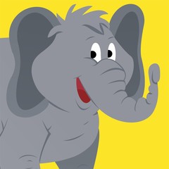Illustration of Elephant Smiled Cartoon, Cute Funny Character, Flat Design