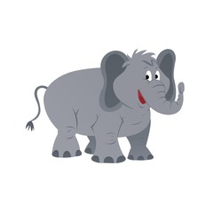 Obraz na płótnie Canvas Illustration of Elephant Smiled Cartoon, Cute Funny Character, Flat Design
