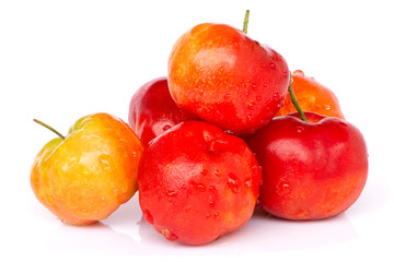 Barbados cherry thai fruit isolated on white background.