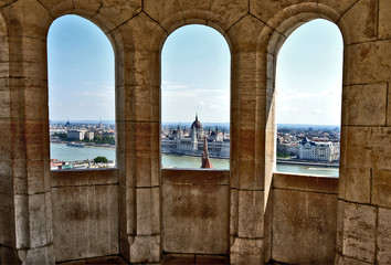Budapest city view with window