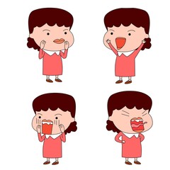 Humorous and comical character, illustration set.