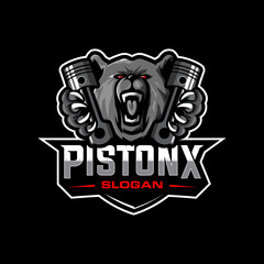 Bear and piston logo 