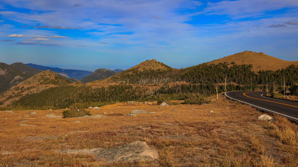 Scenic landscape along trailridge highway in Rocky mountain national park, Colorado