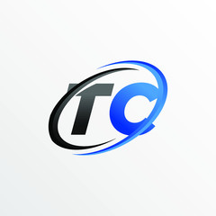 Initial Letters TC Logo with Circle Swoosh Element