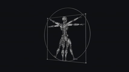 Vitruvian Cyborg - II - Android Symbol - Metallic Model - Spin Loop