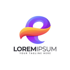 letter P E modern colorful abstact shape logo design for company business